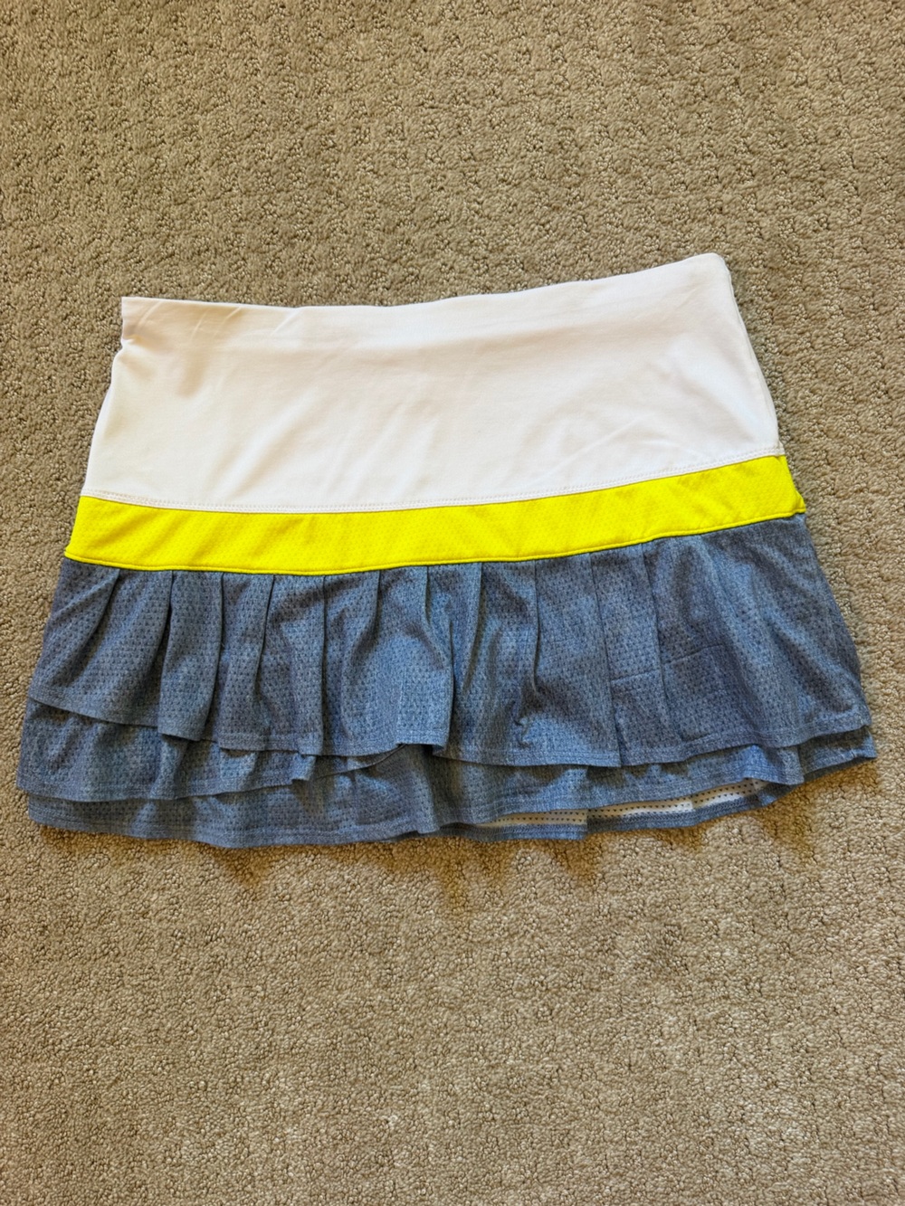 Lucky in Love White, Yellow & Blue Ruffle Tennis Skort- Medium 8/10